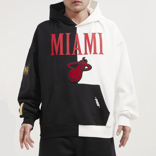 Pro Standard Mens Miami Heat  Heat Split Drop Shoulder Pullover Hoodie In Black/white