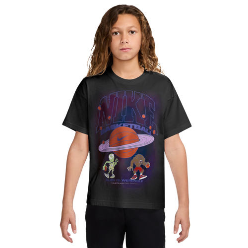 Nike Big Kid Unisex Crew Neck Short Sleeve Regular Fit Graphic T-Shirt, Large, Black