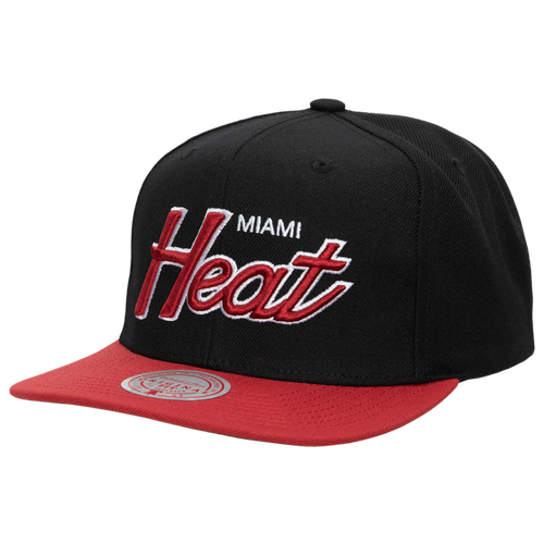 

Mitchell & Ness Mens Miami Heat Mitchell & Ness Heat Team Script 2.0 Snapback - Mens Black/White Size One Size