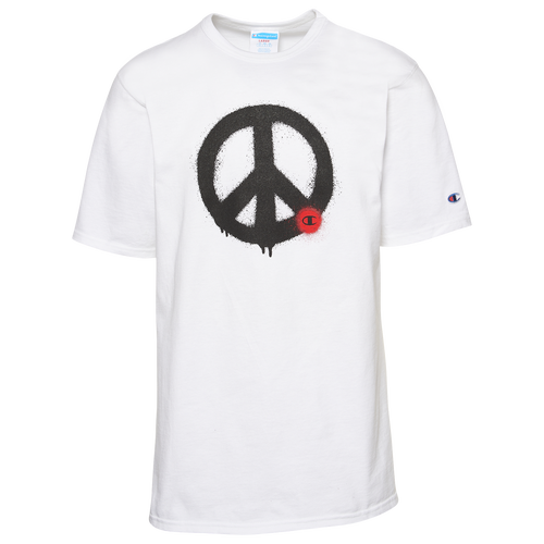 

Champion Mens Champion Peace Sign T-Shirt - Mens White/Black/Red Size M