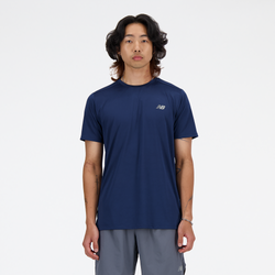 Men's - New Balance Sport Essentials Run Short Sleeve T-Shirt  - Navy/Olivine/Navy/Navy/Navy/Navy/Navy