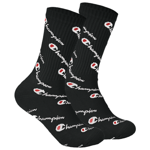 

Champion Mens Champion All Over Print Crew Socks - Mens Black/Black Size L