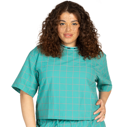 

Melody Ehsani Womens Melody Ehsani 3M Grid Nylon Short Sleeve Shirt - Womens Teal Size XL