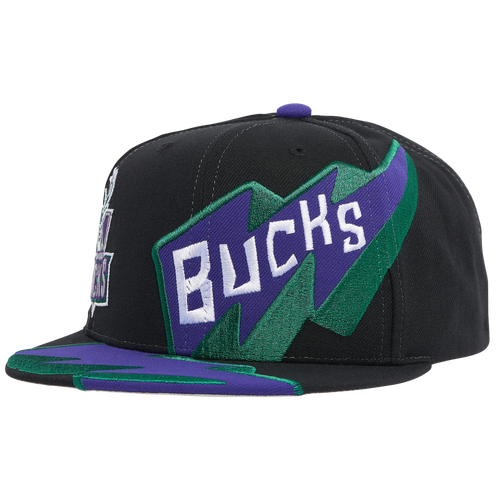 

Mitchell & Ness Mens Milwaukee Bucks Mitchell & Ness Bucks Fast Times Snapback - Mens Black/Green Size One Size