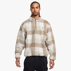 Men's - Nike Club Seasonal Winterized All Over Print Half-Zip  - Khaki/Sail