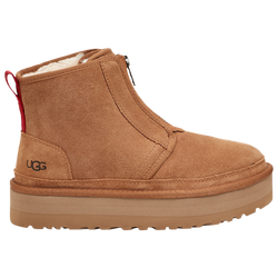 Women's - UGG Neumel Platform Zip Suede - Brown/Brown