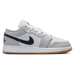 Boys' Grade School - Jordan AJ 1 Low  - White/Midnight Navy