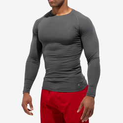 Men's - Eastbay Long Sleeve Compression T-Shirt - Charcoal Marled