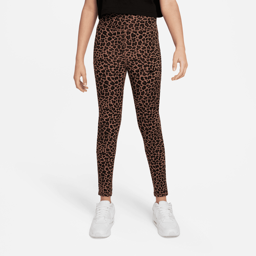 

Nike Girls Nike Leopard HW Tights - Girls' Grade School Black/Brown Size S