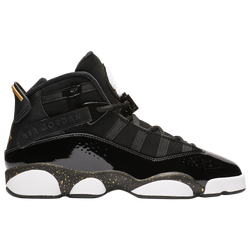 Boys' Grade School - Jordan 6 Rings - Black/White/Metallic Gold