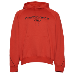 Men's - New Balance Trackside Pullover Hoodie  - Hot Tomato/Black