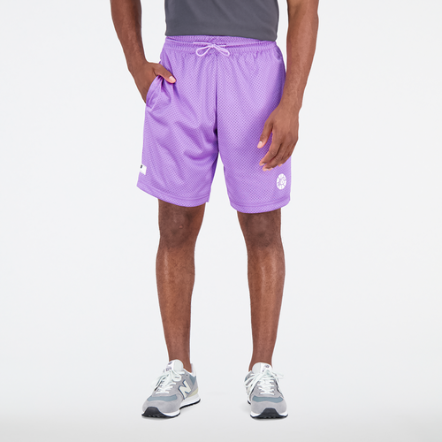 

New Balance Mens New Balance Hoop Fundamentals Ament ALS Shorts - Mens Violet/White Size S