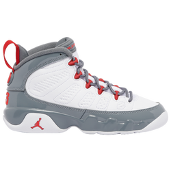 Girls' Grade School - Jordan Retro 9 - White/Red/Grey