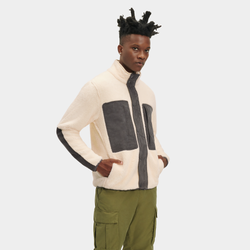 Men's - UGG Jaydon Sherpa Full-Zip Jacket - Beige/Grey