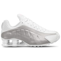 Boys' Grade School - Nike Shox R4  - White/Metallic Silver