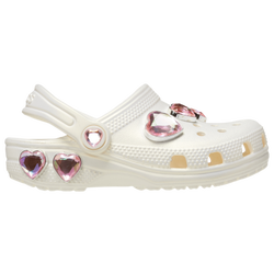 Girls' Toddler - Crocs Classic Iridescent Hearts Clogs  - Chalk/Chalk