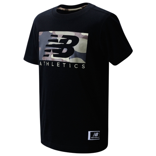 

New Balance Boys New Balance Camo Logo Short Sleeve T-Shirt - Boys' Grade School Black/Multi Size S