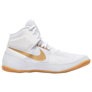 white and gold nike wrestling shoes