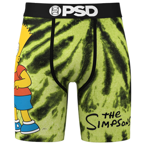 

PSD Mens PSD Bart Simpson Tie Dye Underwear - Mens Green/Yellow/Black Size L