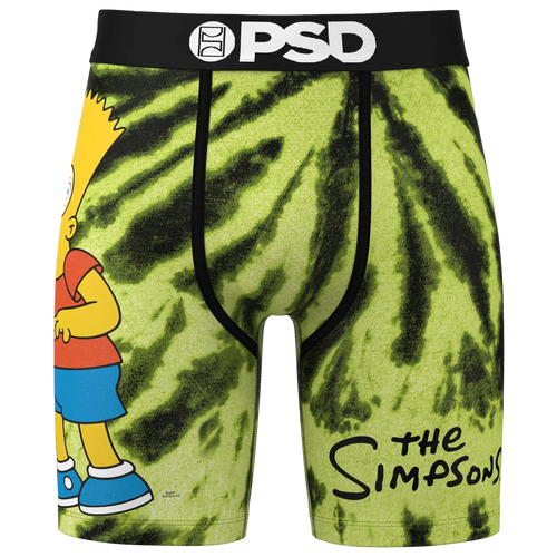 

PSD Mens PSD Bart Simpson Tie Dye Underwear - Mens Green/Yellow/Black Size XXL