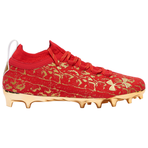 Under Armour Spotlight Lux Suede 2.0 - Men's Molded Cleats Shoes - Red / Red / Metallic Gold - 3024251-600