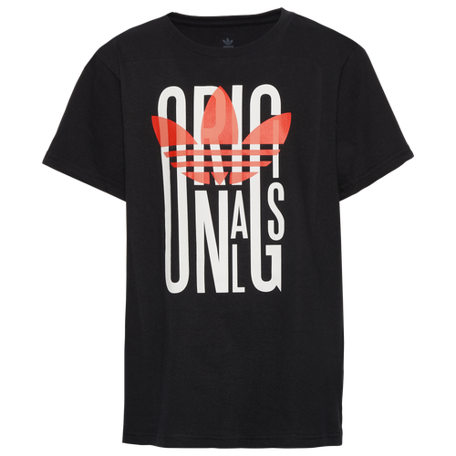 

adidas Originals Boys adidas Originals Stacked Graphic T-Shirt - Boys' Grade School Black/White Size S