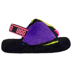Girls' Preschool - UGG Fluff Yeah Boots - Black/Purple/Yellow