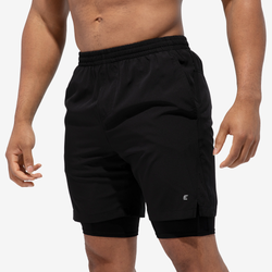 Men's - Eastbay Marathon 7" Shorts with 9" Extended Boxer Brief - Black