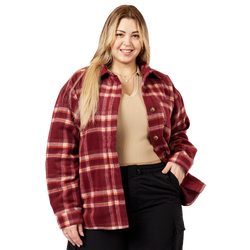 Women's - Cozi Scala Woven Shacket - Wine Plaid