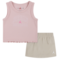 Girls' Toddler - Jordan Ribbed Baby T-Shirt Cargo Skirt Set - Pink Bloom/Khaki
