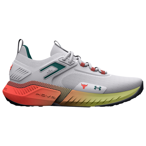 

Under Armour Boys Under Armour Project Rock 5 - Boys' Grade School Running Shoes White/Coastal Teal/Orange Size 7.0