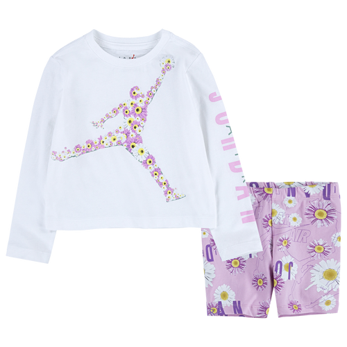 

Girls Jordan Jordan Flower Bike Shorts Set - Girls' Toddler Arctic Pink/Black Size 2T