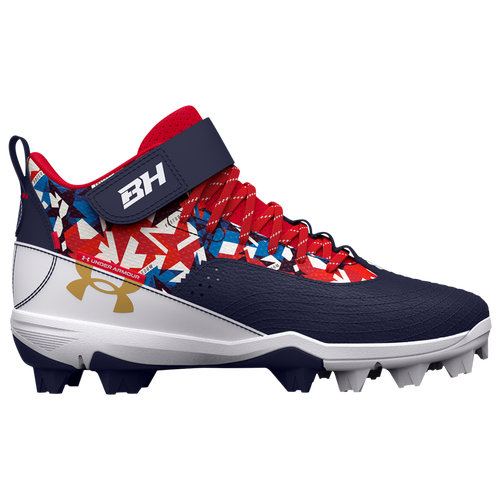 

Under Armour Boys Under Armour Harper 7 Mid RM - Boys' Grade School Baseball Shoes Midnight Navy/Red/White Size 10.0