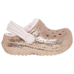 Girls' Toddler - Crocs Classic Clog Lined Glitter  - Glitter Gold/Barely Pink
