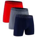 Under Armour Performance Tech Mesh Boxer Brief- Solid 6IN 3PK - Under Armour Red/Gravel Academy