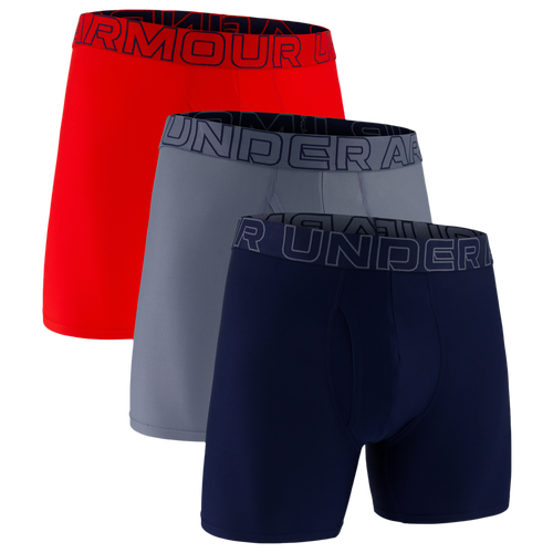Under Armour Performance Tech Mesh Boxer Brief- Solid 6IN 3PK - Under Armour Red/Gravel Academy