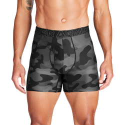 Men's - Under Armour Performance Tech Boxer Brief- Print 6 IN 3PK - Black/Black/Castlerock