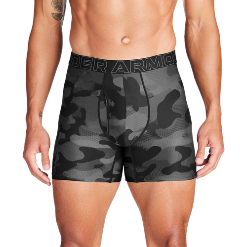 MENS - Under Armour Performance Tech Boxer Brief- Print 6 IN 3PK - Black/Castlerock