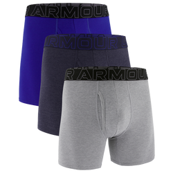 Men's - Under Armour Performance Cotton Brief- Solid 6IN 3PK - Midnight Navy/Steel/Royal