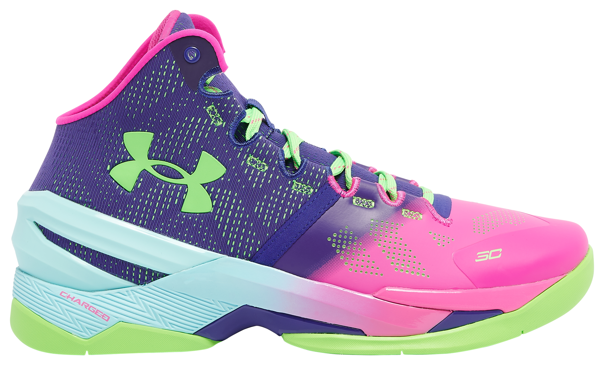 Boys Under Armour Curry 2 Northern Lights Pink/Purple
