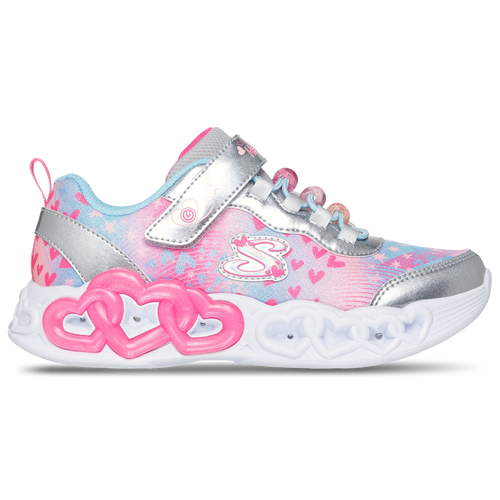 GIRLS - Skechers Infinite Heart Lights - Silver/Multi