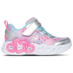 Girls' Toddler - Skechers Infinite Heart Lights - Silver/Multi