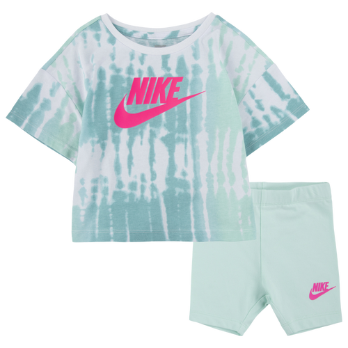 

Girls Nike Nike HBR Boxy T-Shirt Bike Shorts Set - Girls' Toddler Mint Foam/Black Size 2T