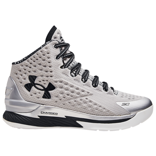 

Boys Under Armour Under Armour Curry 1 Black History Month - Boys' Grade School Basketball Shoe Silver/Black Size 06.0