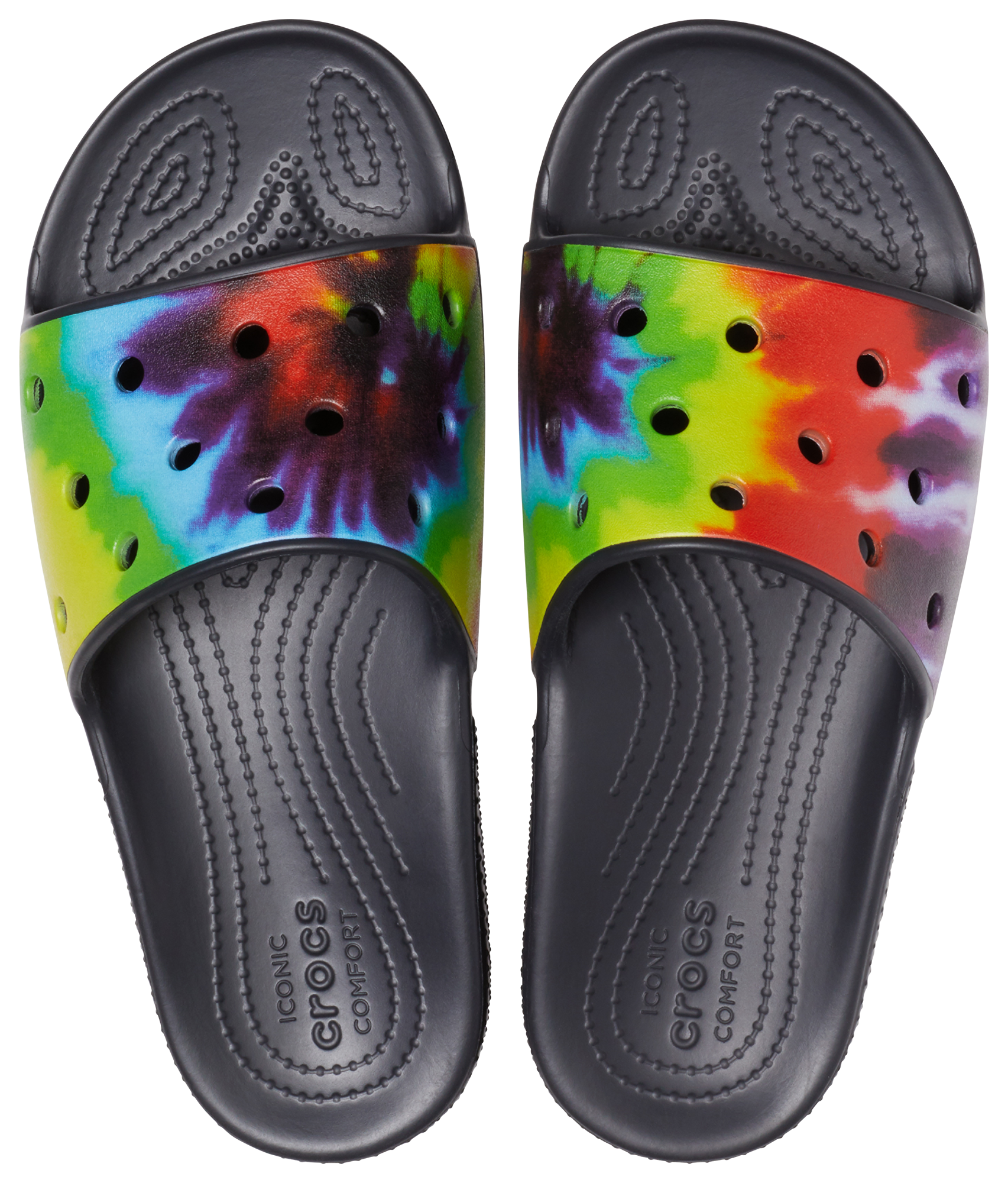 Croc store slides tie-dye