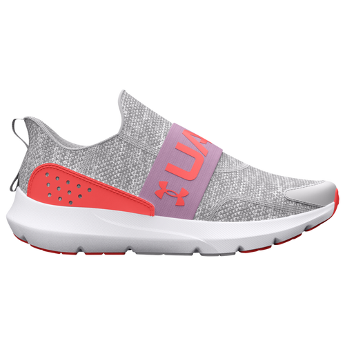 

Under Armour Girls Under Armour Surge 3 Slip - Girls' Grade School Running Shoes Halo Gray/Fresh Orchid/Venom Red Size 4.0