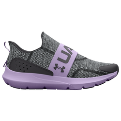 Girls' Grade School - Under Armour Surge 3 Slip - Gray/Purple/Gray