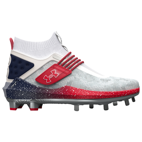 

Under Armour Mens Under Armour Harper 8 Low USA ST - Mens Baseball Shoes White/Navy/Midnight Navy Size 7.5