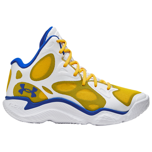 

Under Armour Mens Under Armour Curry Spawn FloTro - Mens Basketball Shoes White/Yellow/Blue Size 10.5