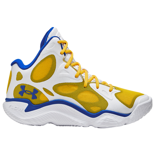

Under Armour Mens Steph Curry Under Armour Curry Spawn FloTro - Mens Basketball Shoes White/Yellow/Blue Size 10.0